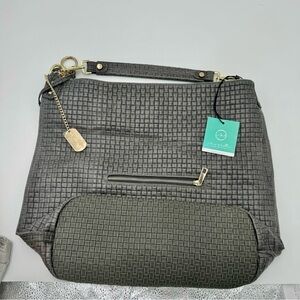 NWT Anna Morellini Dark Grey Leather Caroline Bag‎